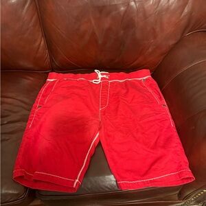 Red true religion jogging shorts